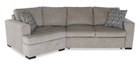 Sofa-lit sectionnel enveloppant de gauche Legend 2 pièces fabriqué au Canada en tissu de chenille - beige platine