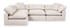 Sofa sectionnel modulaire de style cocon Eclipse 4 pièces en tissu d’apparence lin avec coussins réversibles en duvet et plumes - blanc lin