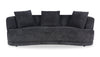 Sofa arrondi Moon de 91 po en tissu avec coussins décoratifs - noir corbeau laineux