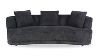 Sofa arrondi Moon de 91 po en tissu avec coussins décoratifs - noir corbeau laineux