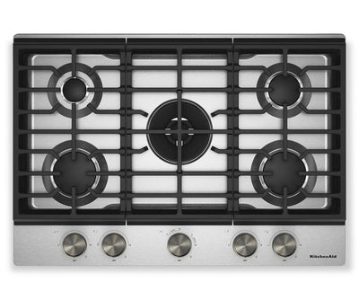 KitchenAid Gas-on-Metal Cooktop with CookShield Finish - Stainless Steel - KCGK730SSS | Surface de cuisson KitchenAid au gaz sur métal avec fini CookShield - acier inoxydable - KCGK730SSS