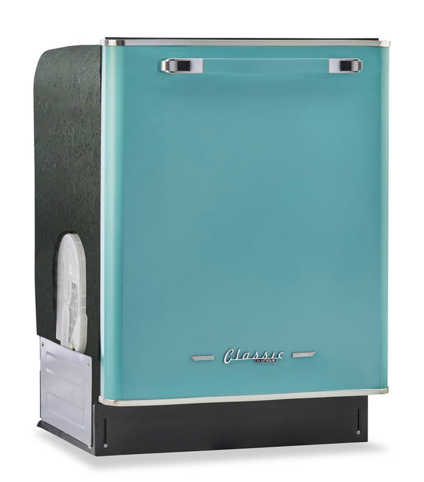 Lave-vaisselle Classic Rétro par Unique de 24 po et de 45 dBA avec commandes sur le dessus - turquoise brume marine - UGP-24CR DW T