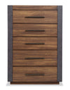 Commode verticale Dante de Scott Living de 36 po (L) x 52,4 po (H) à 5 tiroirs pour la chambre à coucher - brune