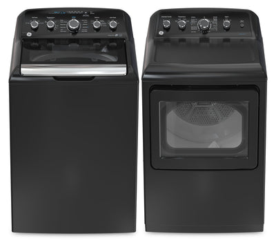 GE 4.9 Cu. Ft. Top Load Washer and 7.2 Cu. Ft. Electric Dryer – Diamond Grey | Laveuse à chargement par le haut de 4,9 pi3 et sécheuse électrique de 7,2 pi3 de GE - Gris diamant