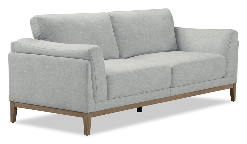 Sofa Valley de 83,5 po en tissu avec base et pattes en hévéa - gris