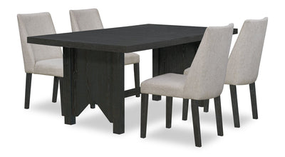 Emery 5pc Dining Set with Table & 4 Chairs, Wood, 72-96"W Extension - Black & Grey | Ensemble de salle à manger Emery 5 pièces en bois avec table, rallonge, 72 po à 96 po (L) et 4 chaises - noir et gris
