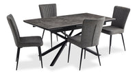 Ensemble de salle à manger Tavo 5 pièces en métal avec table, rallonge de 63 po à 79 po (L) et chaises - gris et noir