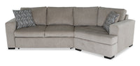 Sofa-lit sectionnel enveloppant de droite Legend 2 pièces fabriqué au Canada en tissu de chenille - beige platine