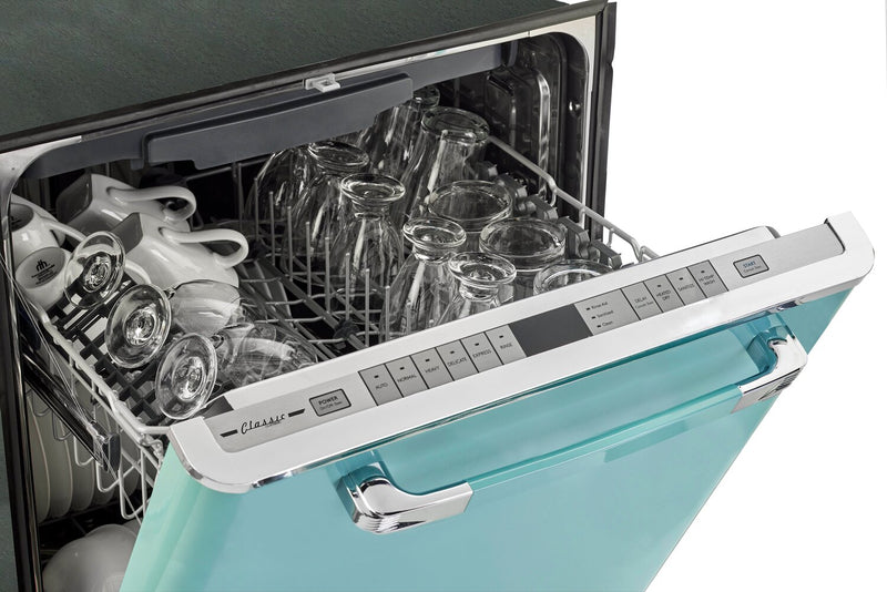 Lave-vaisselle Classic Rétro par Unique de 24 po et de 45 dBA avec commandes sur le dessus - turquoise brume marine - UGP-24CR DW T