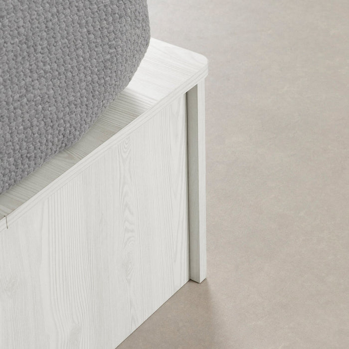 Lit plateforme Everley avec rangement et paniers intégrés, blanc - format lit double