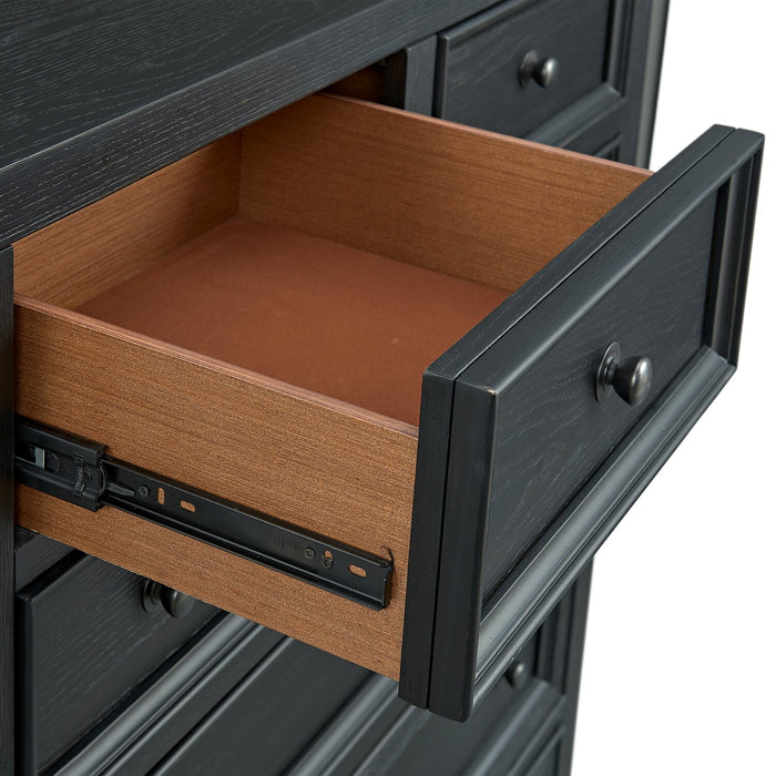 Commode verticale Casa de 39 po (l) x 52 po (H) à 6 tiroirs en bois pour la chambre à coucher - noire