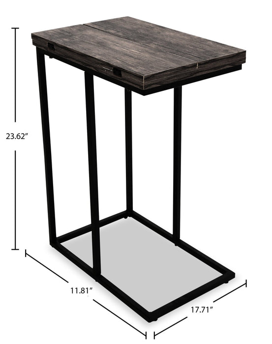Table Pia de 18 po en forme de C avec dessus extensible - brune