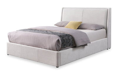 Nico Upholstered Storage Platform Bed in Polyester Taupe Fabric, Hyrdraulic Lift - King Size | Lit plateforme rembourré Nico en tissu de polyester taupe avec rangement et levage hydraulique - format très grand lit