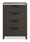 Commode verticale de chambre à coucher Sable de 31 po (L) x 47 po (H) à 4 tiroirs - brun clair