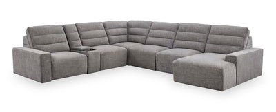 Shaquille O’Neal Home Prestige 7-Piece Right-Facing Sectional with Power Reclining and Power Sliding – Grey | Sofa sectionnel de droite Prestige de Shaquille O’Neal Home 7 pièces avec inclinaison et coulissement électrique - gris