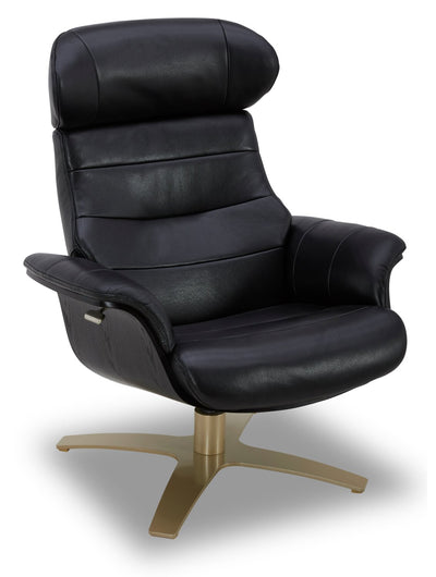 Halo Top-Grain Genuine Leather Swivel Reclining Chair with Footrest | Fauteuil pivotant inclinable Halo en cuir véritable de qualité supérieure avec repose-pieds