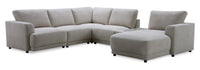 Sofa sectionnel modulaire de droite Voyage 6 pièces en tissu avec console et coussins de dossier amovibles - beige
