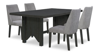 Emery 5pc Dining Set with Table & 4 Chairs, Wood, 72-96"W Extension - Black & Charcoal | Ensemble de salle à manger Emery 5 pièces en bois avec table, rallonge, 72 po à 96 po (L) et 4 chaises - noir et anthracite