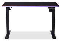 Bureau de jeu Finch de 47 po avec réglage électrique de la hauteur et éclairage à DEL RVB - noir