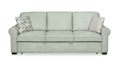 Scott Living Haven 96" Chenille Fabric Sleeper Sofa with Wood Legs - Seafoam Blue | Sofa-lit Haven de Scott Living de 96 po en tissu de chenille avec pattes en bois - bleu écume de mer