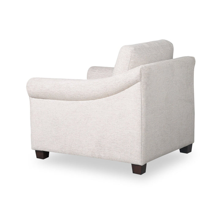 Fauteuil Mallie de 36 po en tissu de chenille avec accoudoirs enroulés et pattes en bois - blanc coquillage