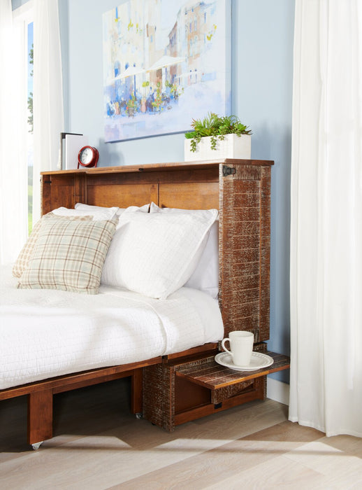 Lit escamotable Parker, marron vieilli -  format grand lit