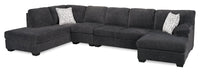 Sofa sectionnel en U de gauche Morgan 3 pièces fabriqué au Canada en tissu de chenille avec coussins décoratifs - gris
