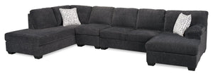 Sofa sectionnel en U de gauche Morgan 3 pièces fabriqué au Canada en tissu de chenille avec coussins décoratifs - gris