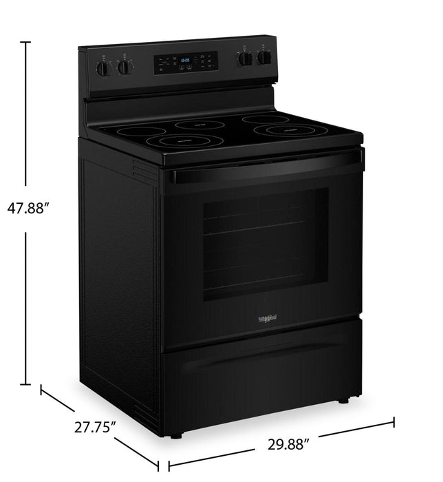 Cuisinière électrique Whirlpool de 5,3 pi3 et de 30 po avec 5 éléments - noire - YWFES3330RB