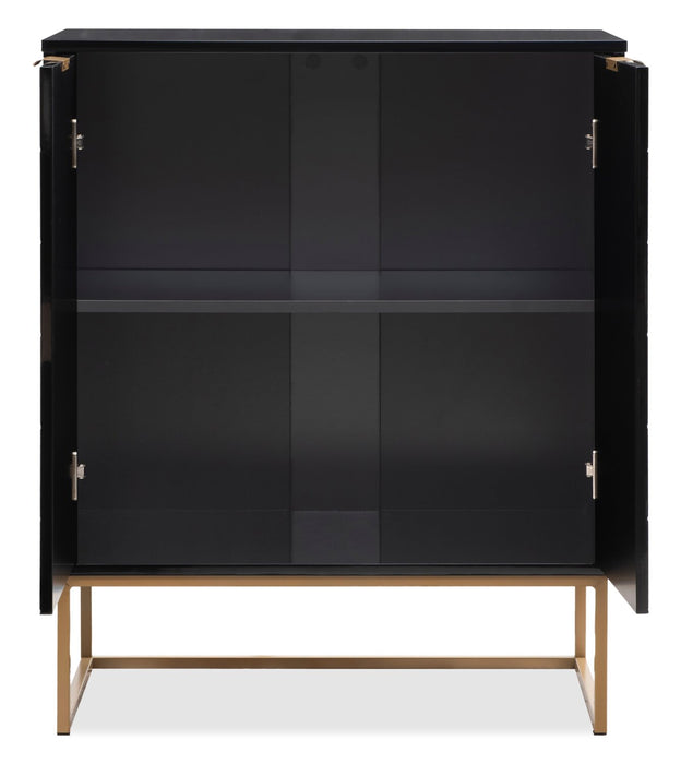 Armoire décorative Lottie de 28,5 po à 2 portes - noir lustré