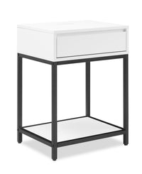 Table de nuit Akio de 18 po (l) x 25,75 po (H) à 1 tiroir avec dessus relevable et rangement - blanche et noire