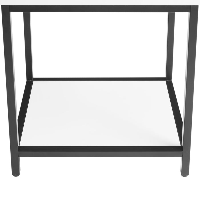Table de nuit Akio de 18 po (l) x 25,75 po (H) à 1 tiroir avec dessus relevable et rangement - blanche et noire