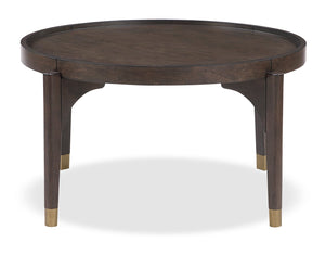 Table à café ronde moderne Neeva de 36 po - bouleau brun foncé