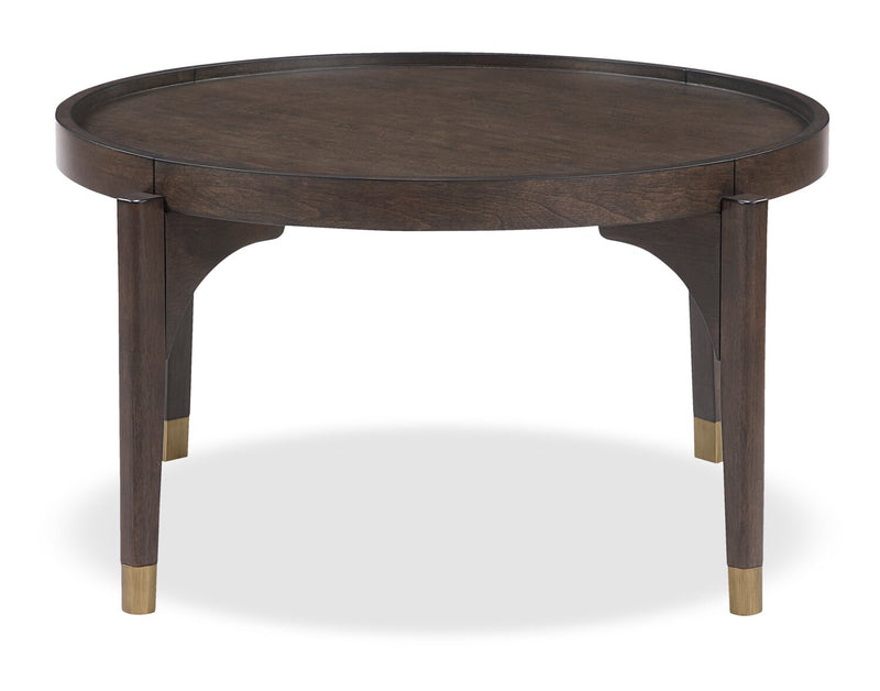 Table à café ronde moderne Neeva de 36 po - bouleau brun foncé