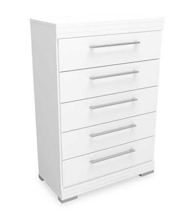 Riley Bedroom Chest of Drawers, 5-Drawer, 31"W x 46"H, Made in Canada - White | Commode verticale de chambre à coucher Riley de 31 po (L) x 46 po (H) à 5 tiroirs, fabriquée au Canada - blanche