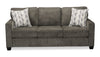 Sofa Lennox de 83 po fabriqué au Canada en tissu de chenille avec coussins réversibles et coussins décoratifs - gris