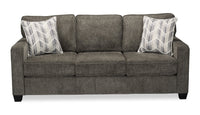 Sofa Lennox de 83 po fabriqué au Canada en tissu de chenille avec coussins réversibles et coussins décoratifs - gris