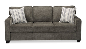 Sofa Lennox de 83 po fabriqué au Canada en tissu de chenille avec coussins réversibles et coussins décoratifs - gris