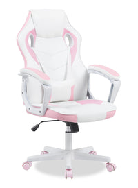 Fauteuil de jeu ergonomique Velocity de 24 po - blanc et rose