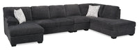 Sofa sectionnel en U de droite Morgan 3 pièces fabriqué au Canada en tissu de chenille avec coussins décoratifs - gris