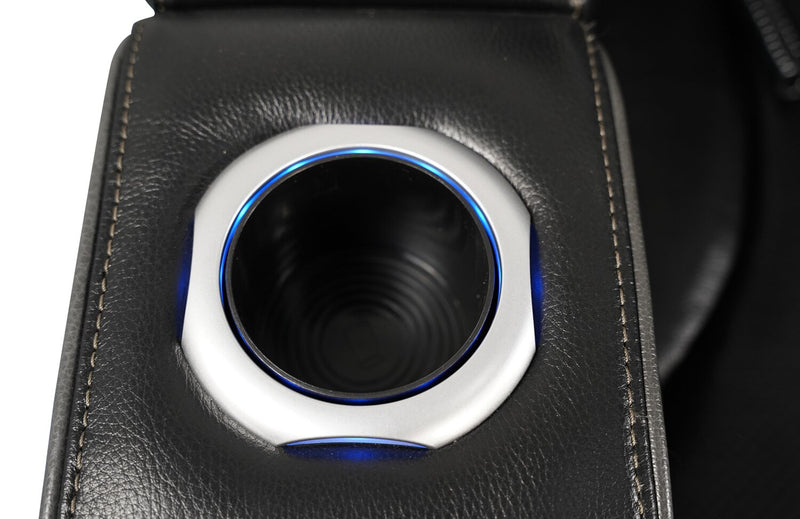 Causeuse de massage à inclinaison électrique Elite de 74 po en cuir véritable avec appuie-têtes électriques et accoudoirs de rangement - noire