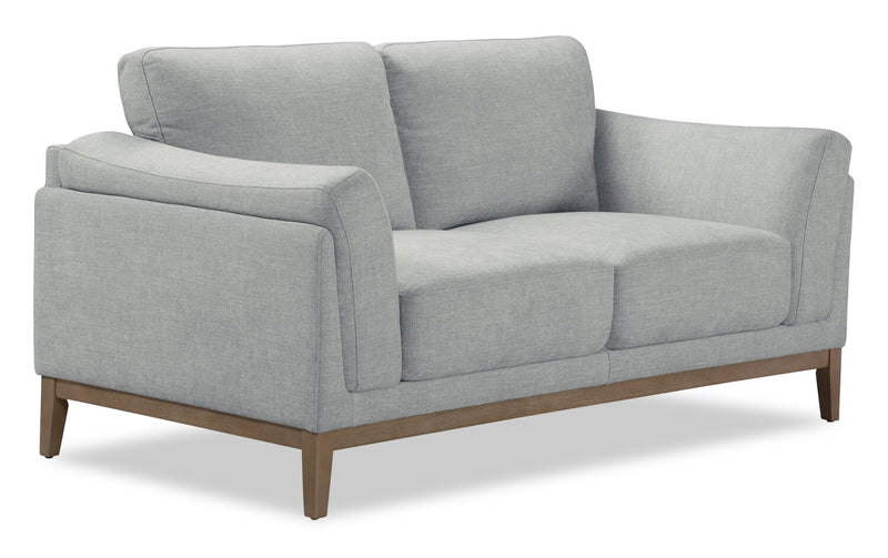 Causeuse Valley de 67,7 po en tissu avec base et pattes en hévéa - grise