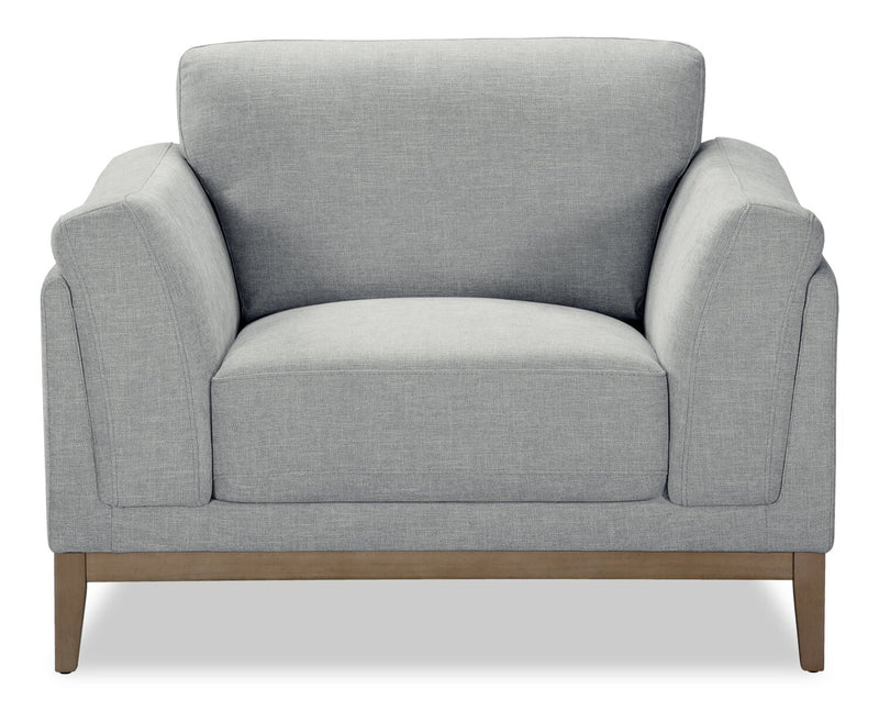 Fauteuil Valley de 44 po en tissu avec base et pattes en hévéa - gris