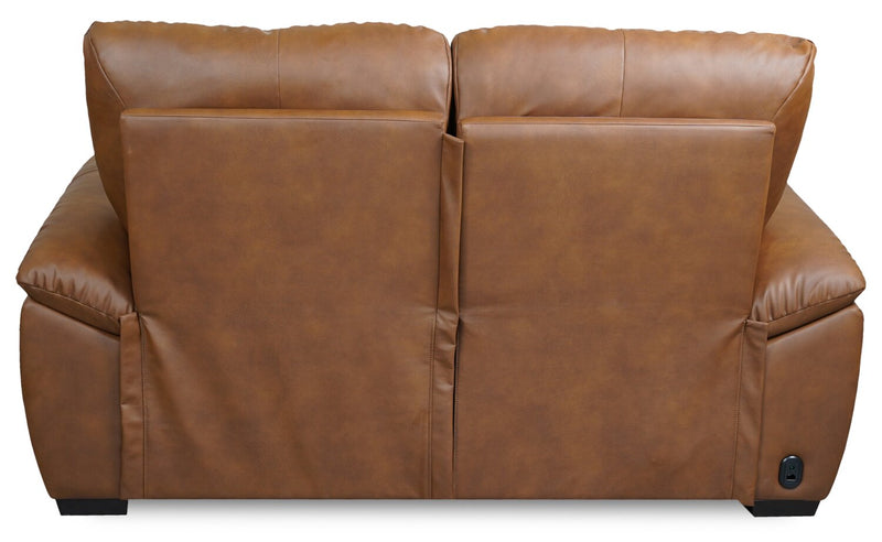 Causeuse à inclinaison électrique Bello de 67 po en tissu d’apparence cuir - brune
