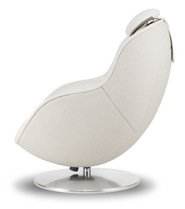 Fauteuil de massage inclinable LG de 29,6 po en tissu d’apparence cuir avec pouf assorti - beige