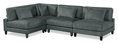 Lounge 4-Piece Chenille Armless Modular Sectional – Grey | Sofa sectionnel modulaire sans accoudoirs Lounge 4 pièces en chenille - gris