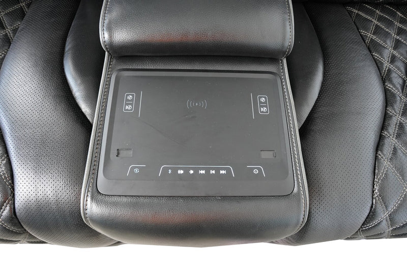 Causeuse de massage à inclinaison électrique Elite de 74 po en cuir véritable avec son immersif et appuie-têtes électriques - noire