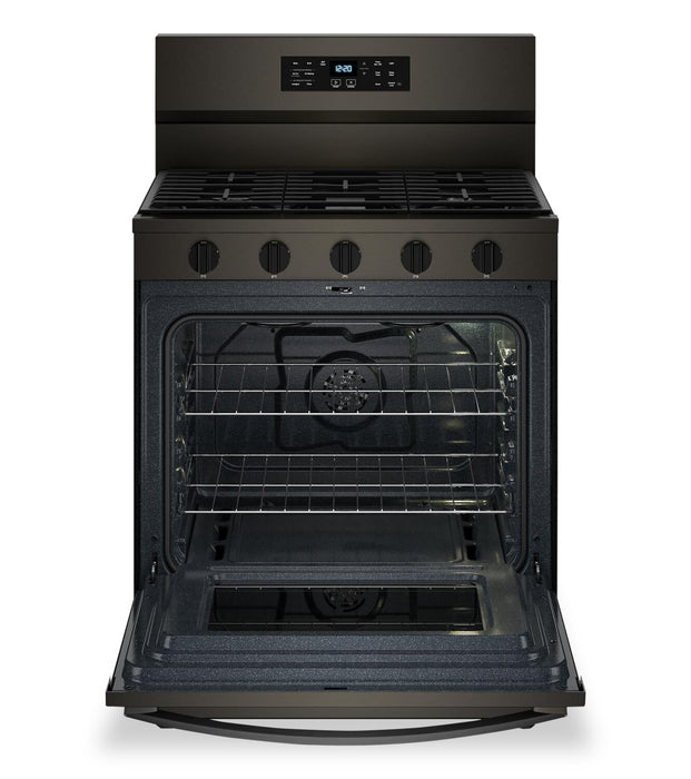 Cuisinière à gaz Whirlpool de 5 pi³ avec friture à air et autonettoyage - acier inoxydable noir - WFGS5030RV
