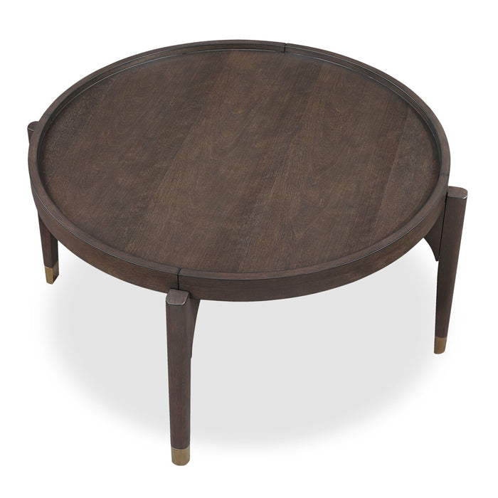 Table à café ronde moderne Neeva de 36 po - bouleau brun foncé