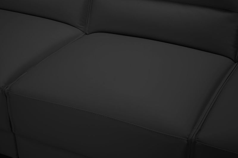 Sofa sectionnel de gauche Citadel 3 pièces en cuir véritable de qualité supérieure avec pattes en bois - noir